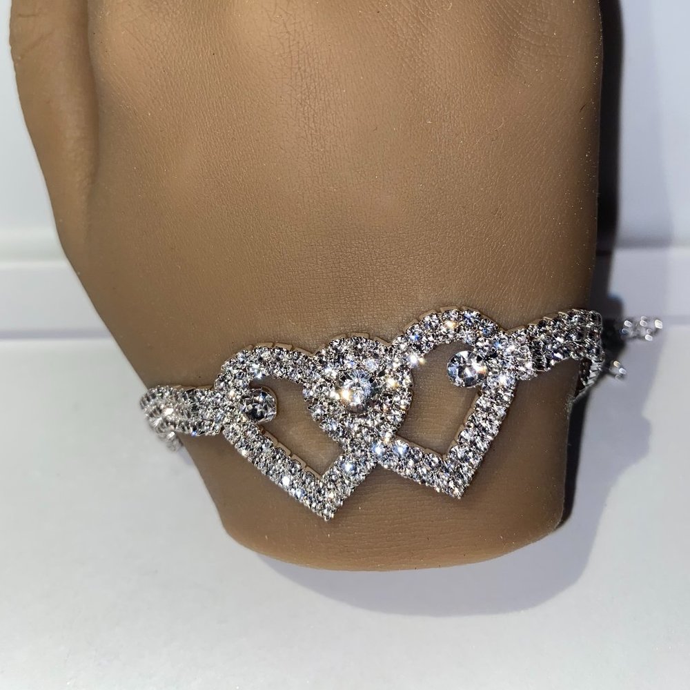 New ♥♥ Double Heart Anklet Crystal Bracelet for Women